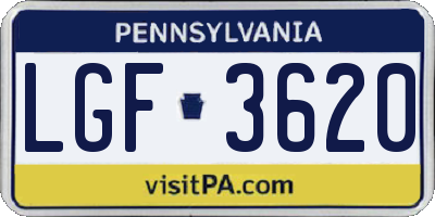 PA license plate LGF3620