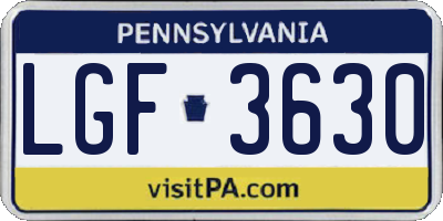 PA license plate LGF3630