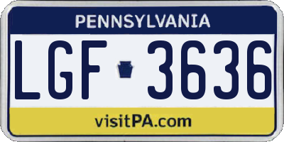 PA license plate LGF3636