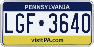 PA license plate LGF3640