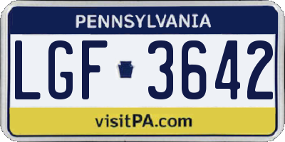 PA license plate LGF3642
