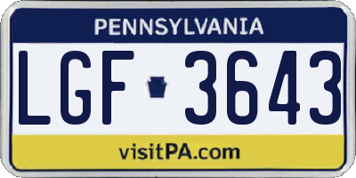 PA license plate LGF3643