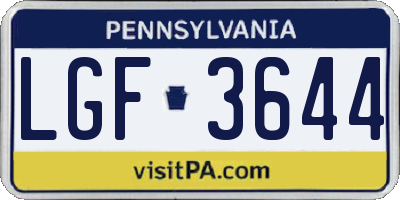 PA license plate LGF3644