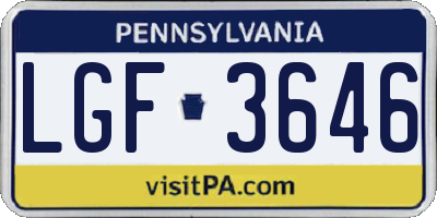 PA license plate LGF3646