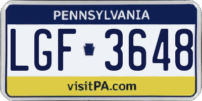 PA license plate LGF3648