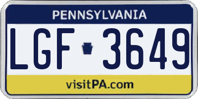 PA license plate LGF3649