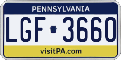 PA license plate LGF3660