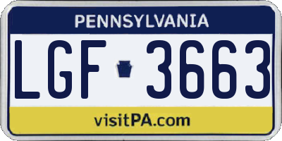 PA license plate LGF3663