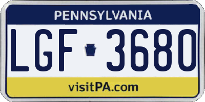 PA license plate LGF3680