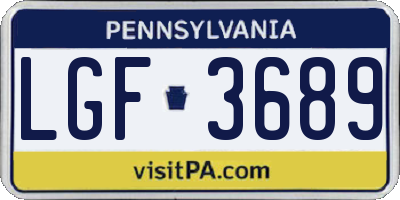 PA license plate LGF3689