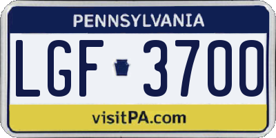 PA license plate LGF3700