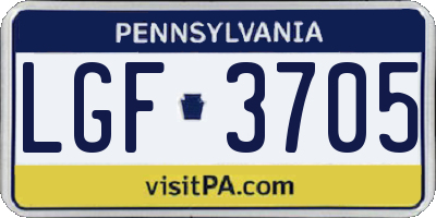 PA license plate LGF3705