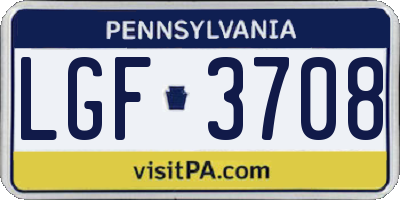 PA license plate LGF3708