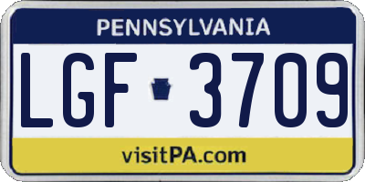 PA license plate LGF3709