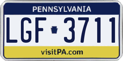 PA license plate LGF3711