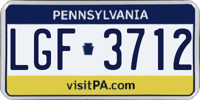PA license plate LGF3712