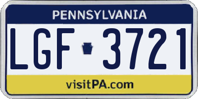 PA license plate LGF3721