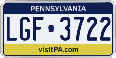 PA license plate LGF3722