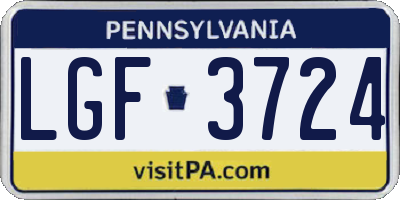 PA license plate LGF3724