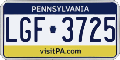 PA license plate LGF3725