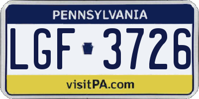 PA license plate LGF3726