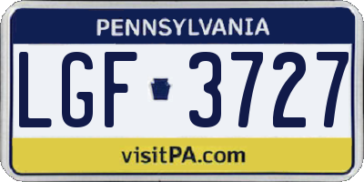 PA license plate LGF3727