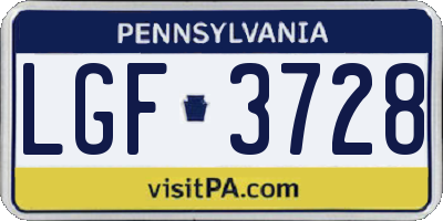 PA license plate LGF3728