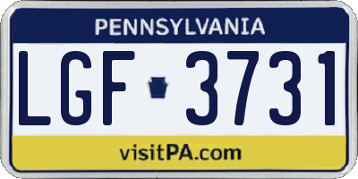 PA license plate LGF3731