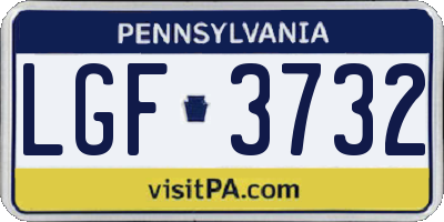 PA license plate LGF3732