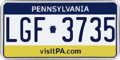 PA license plate LGF3735
