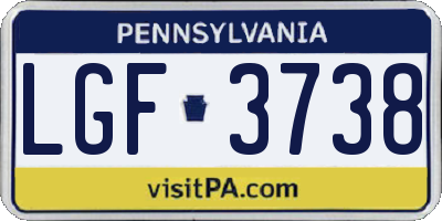 PA license plate LGF3738