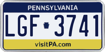 PA license plate LGF3741