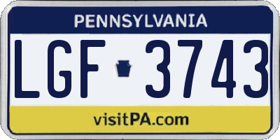 PA license plate LGF3743