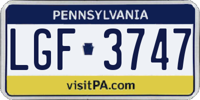 PA license plate LGF3747