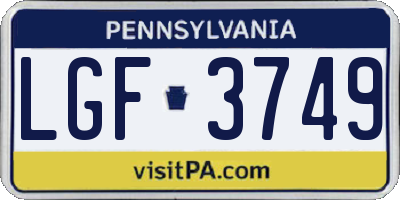 PA license plate LGF3749