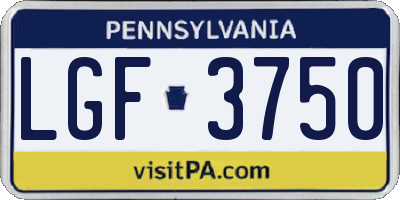 PA license plate LGF3750
