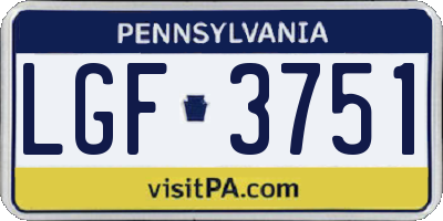 PA license plate LGF3751