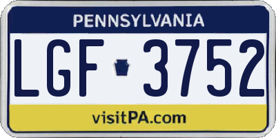 PA license plate LGF3752