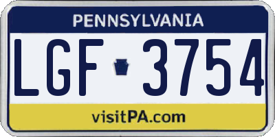 PA license plate LGF3754