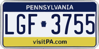 PA license plate LGF3755