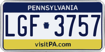 PA license plate LGF3757