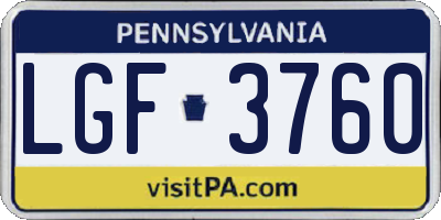 PA license plate LGF3760