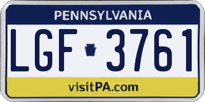 PA license plate LGF3761