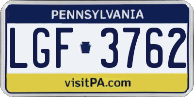 PA license plate LGF3762