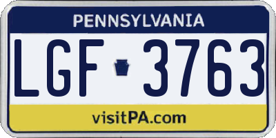 PA license plate LGF3763