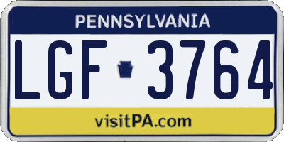 PA license plate LGF3764