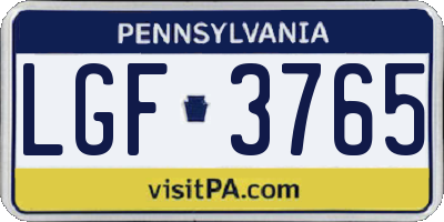 PA license plate LGF3765