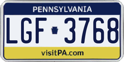 PA license plate LGF3768