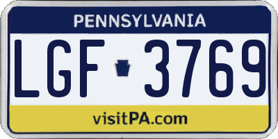 PA license plate LGF3769