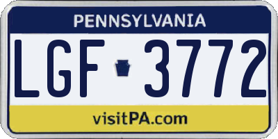 PA license plate LGF3772